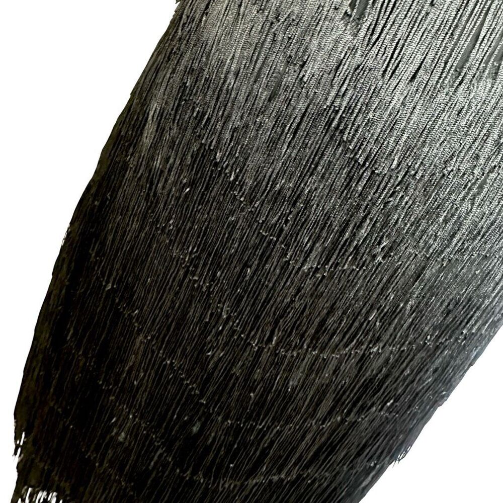 Unique Vintage Black Chevron Fringe Pencil Dress - Size Medium - Picture 4 of 7